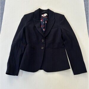 Boden Women’s Size US 2 Petite Navy Blue Elizabeth Single Breasted Ponte Blazer